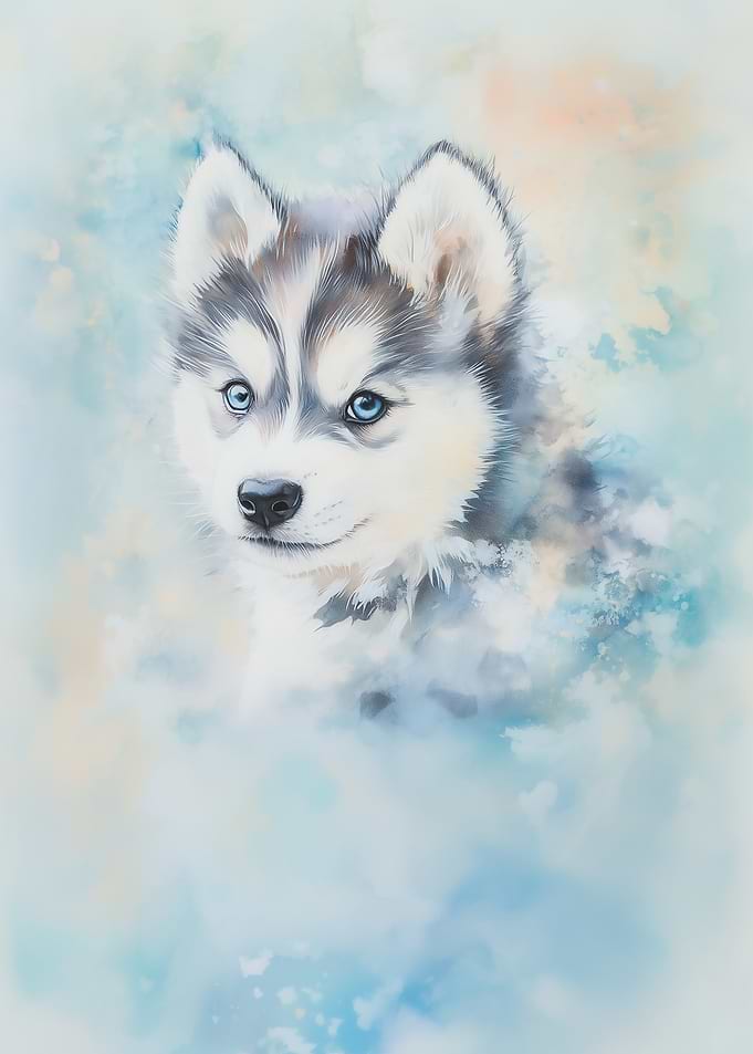 Husky Puppy Watercolor