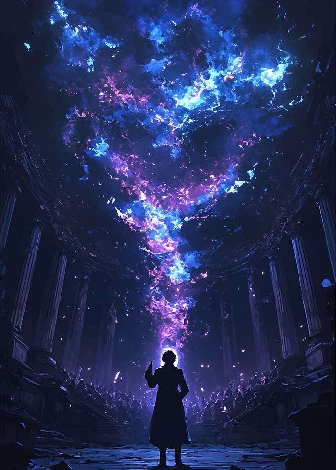 Silhouette Figure in a Mystical Setting