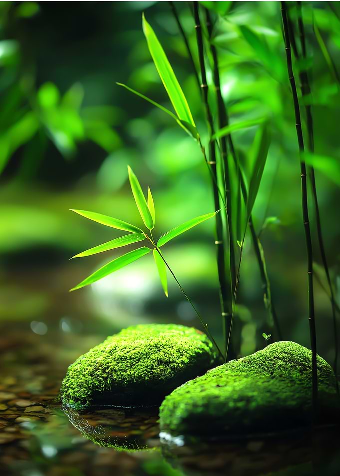Bamboo and Moss Stones