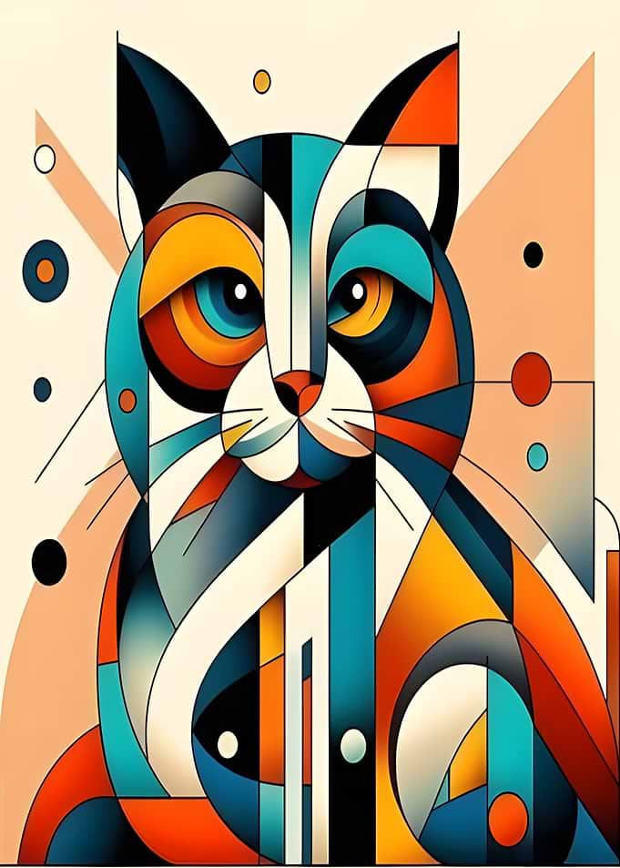 Geometric Cat Art