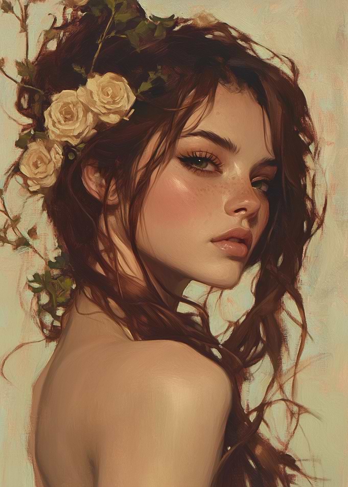 Woman with Flowers in Hair