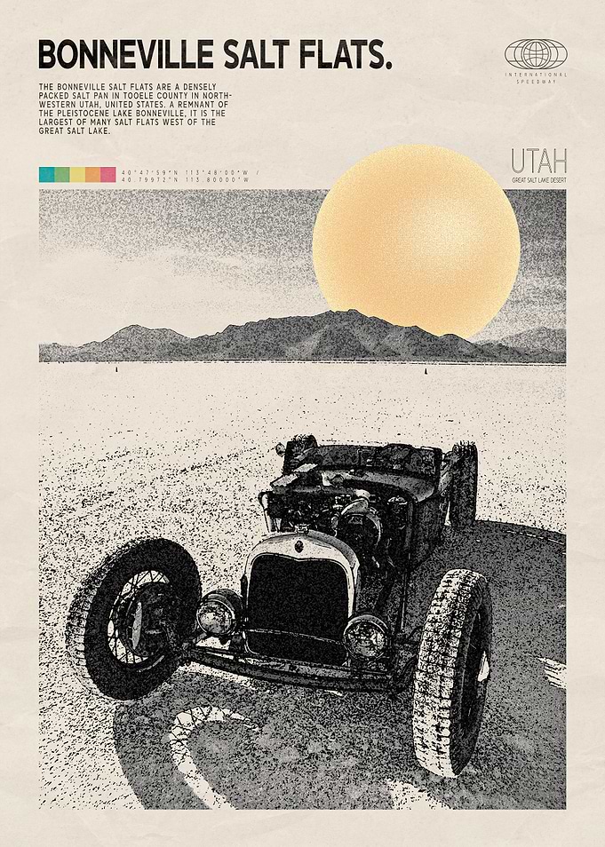 Bonneville Salt Flats Vintage Poster
