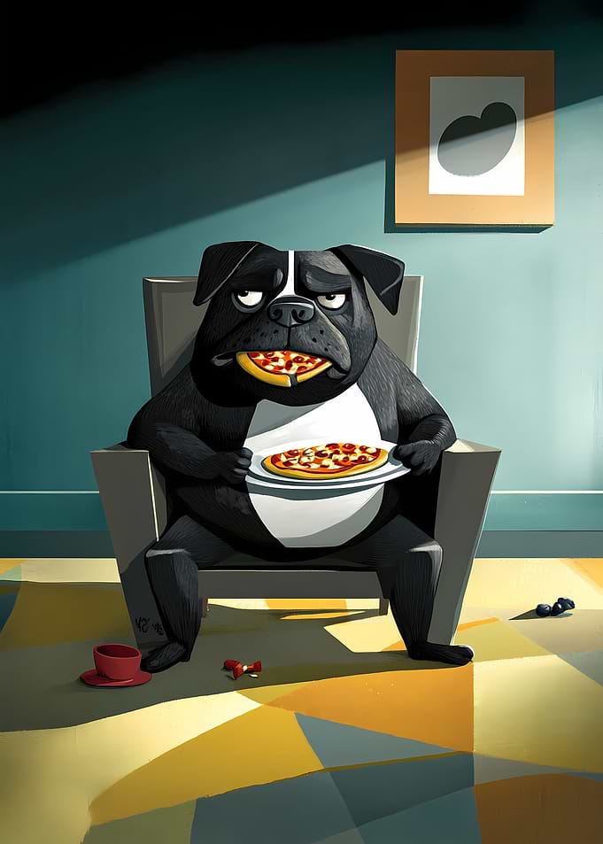 Pug Eating Pizza