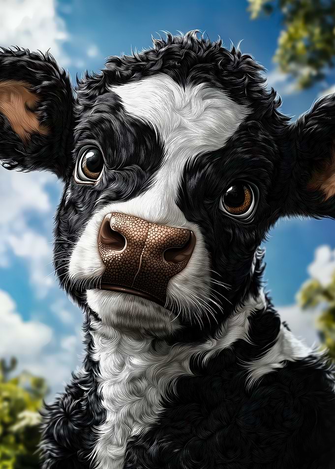 Cute Black and White Calf