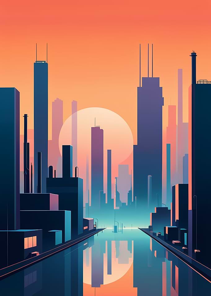 Urban Stillness – Minimalist Industrial Skyline