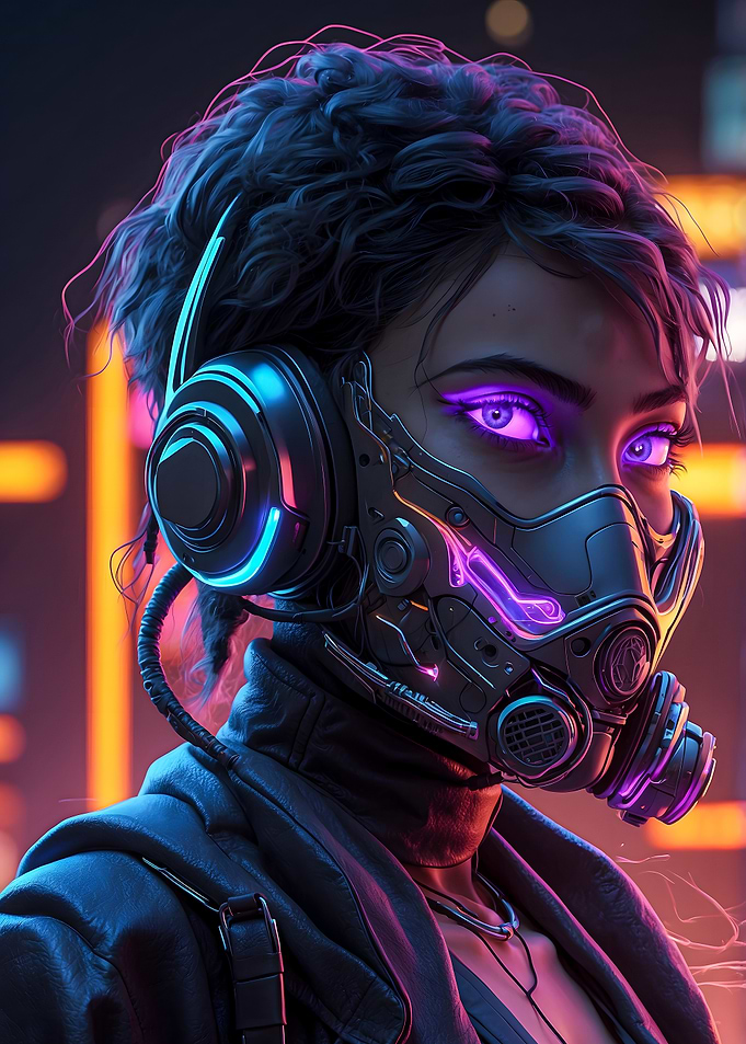 Cyberpunk Woman with Mask