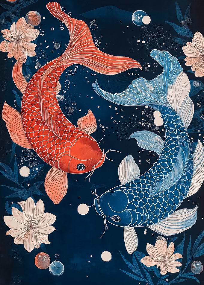 Koi Fish Watercolor Art