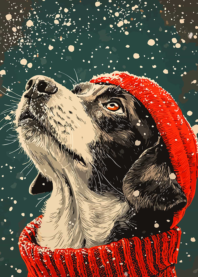 Border Collie Winter Snow Minimalist Art