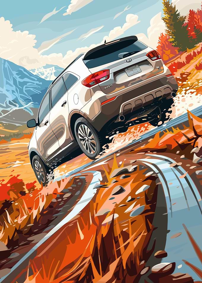 Kia Sportage SUV on Mountain Road