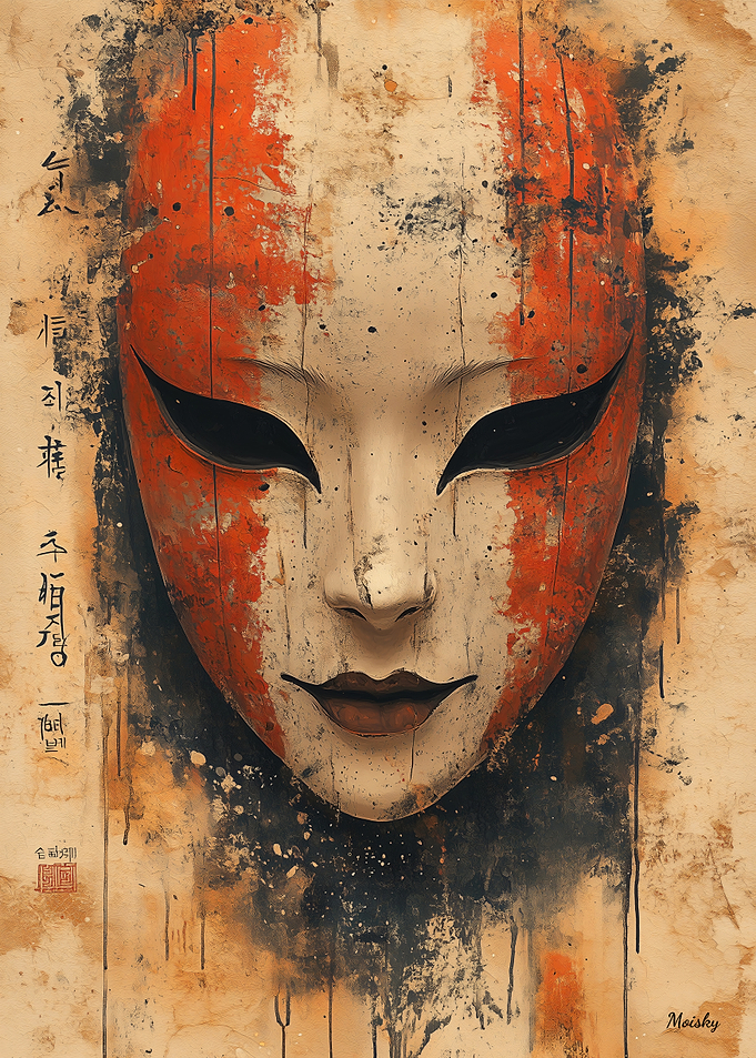 Mystical Noh Mask – Japanese Theatrical Elegance