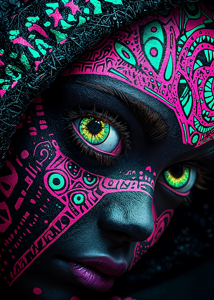 Neon Tribal Face Art