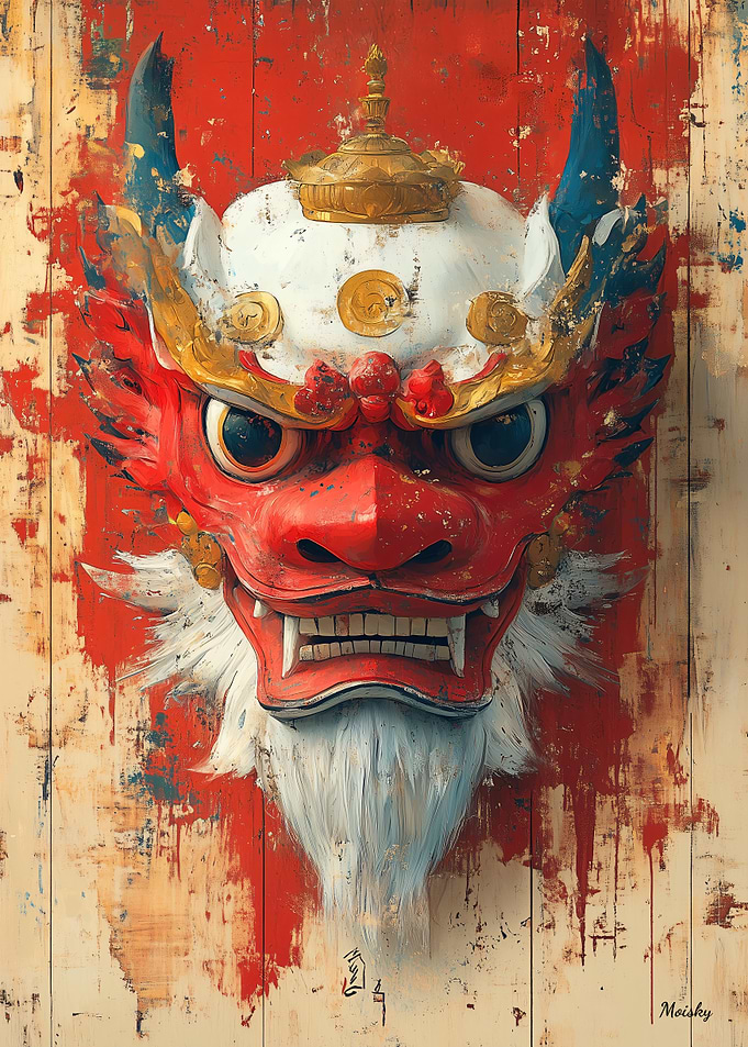 Guardian Dragon Mask – Tibetan and Chinese Ritual Power