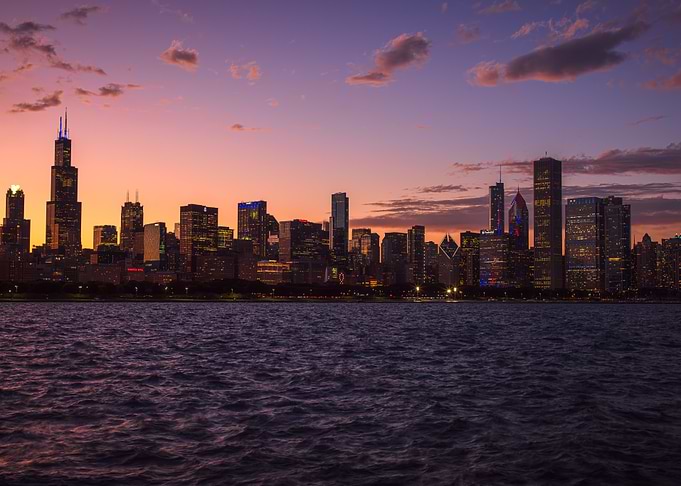 Chicago Skyline Sunset