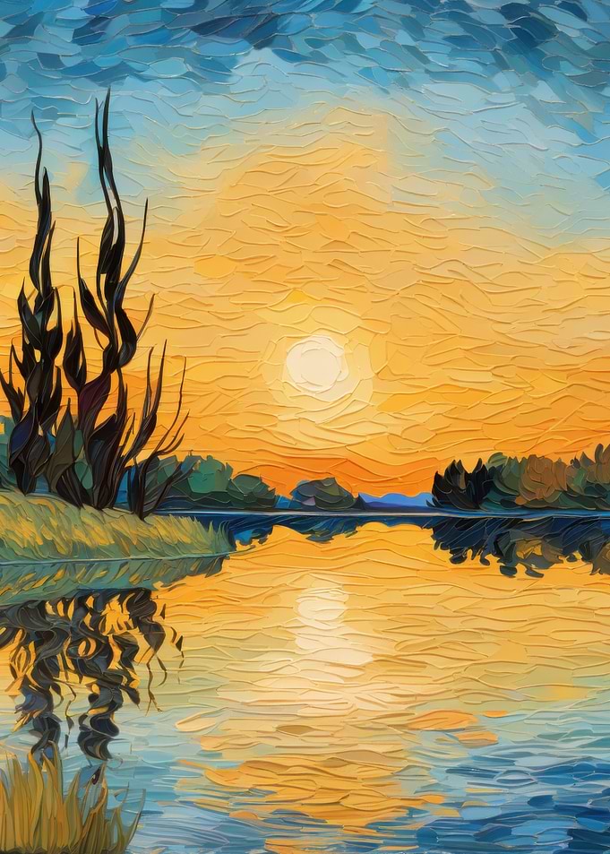 Sunset Lake Painting