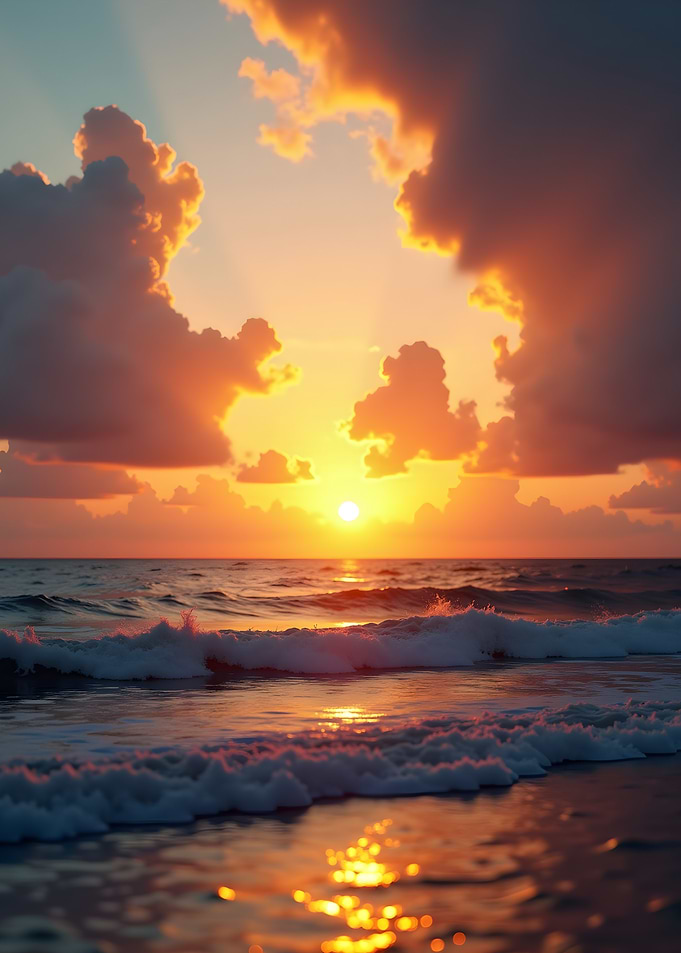 Golden Sunset Over the Ocean