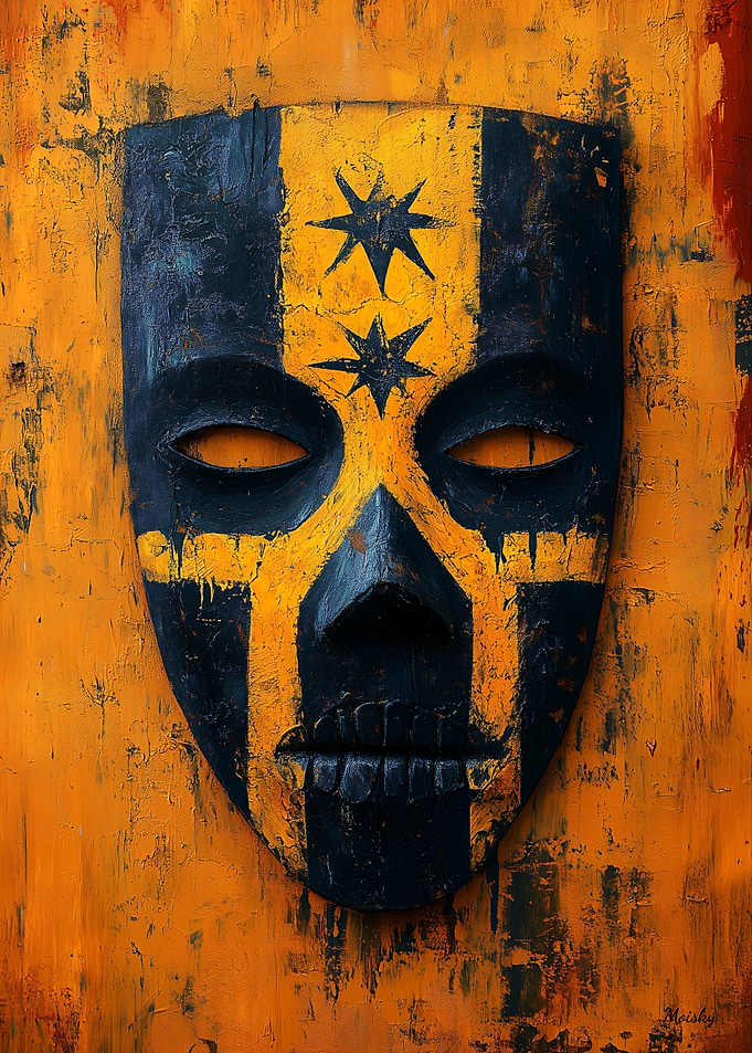 Ancient Warrior Mask – Mesoamerican Tribal Symbolism