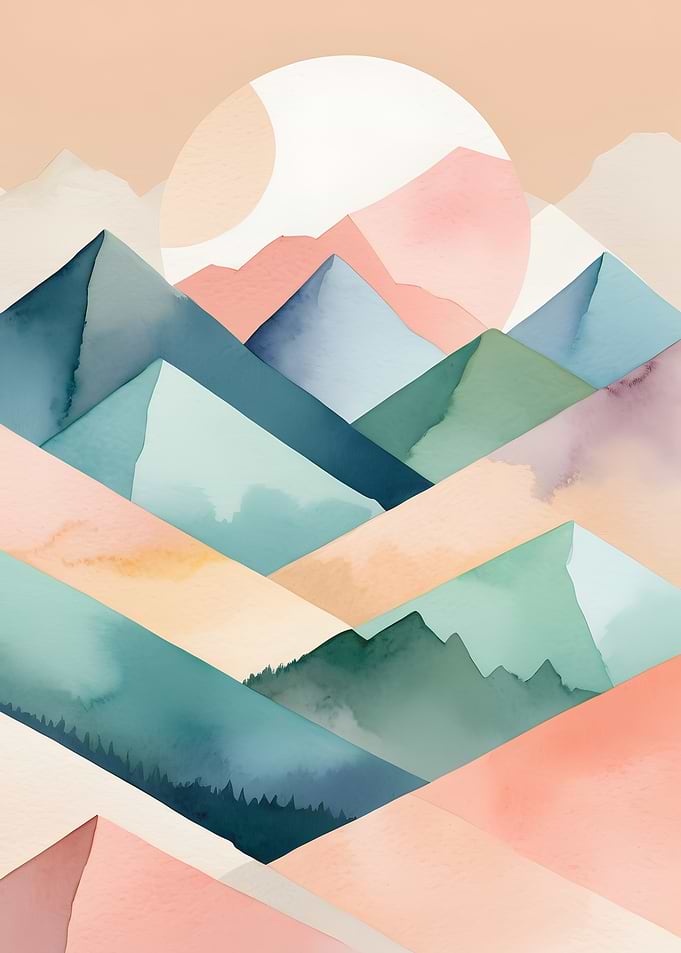Serene Peaks – Minimalist Mountain Sunrise