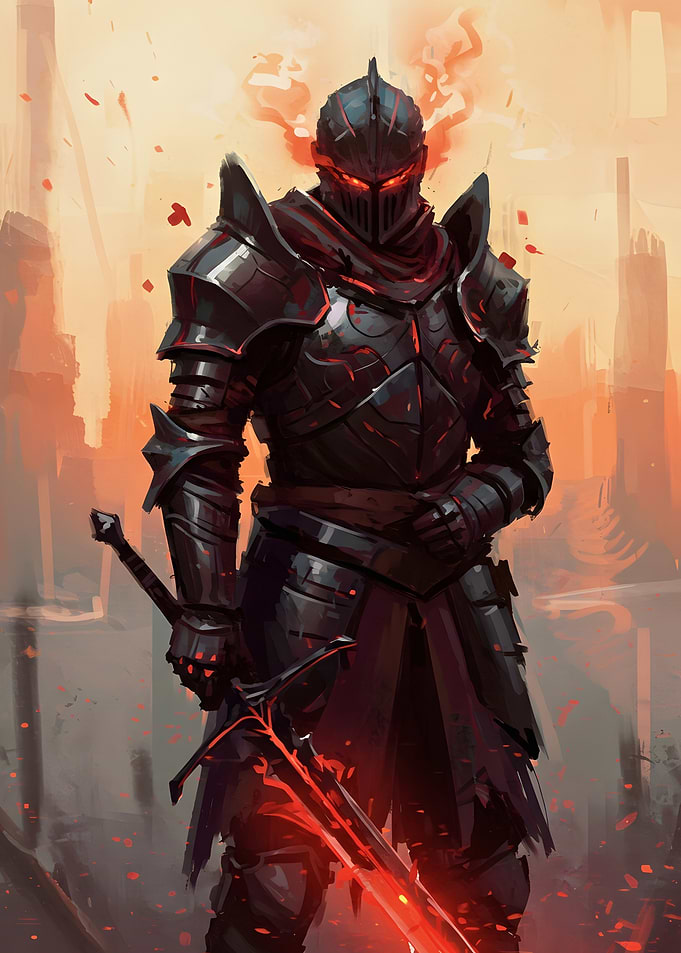 Dark Knight with Flaming Sword