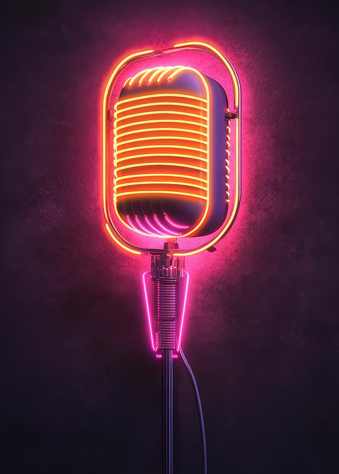 Neon Microphone Sign