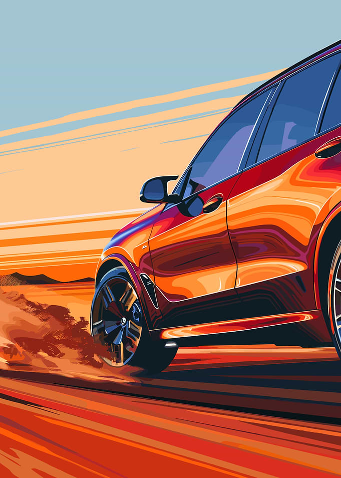 Red BMW SUV Speeding
