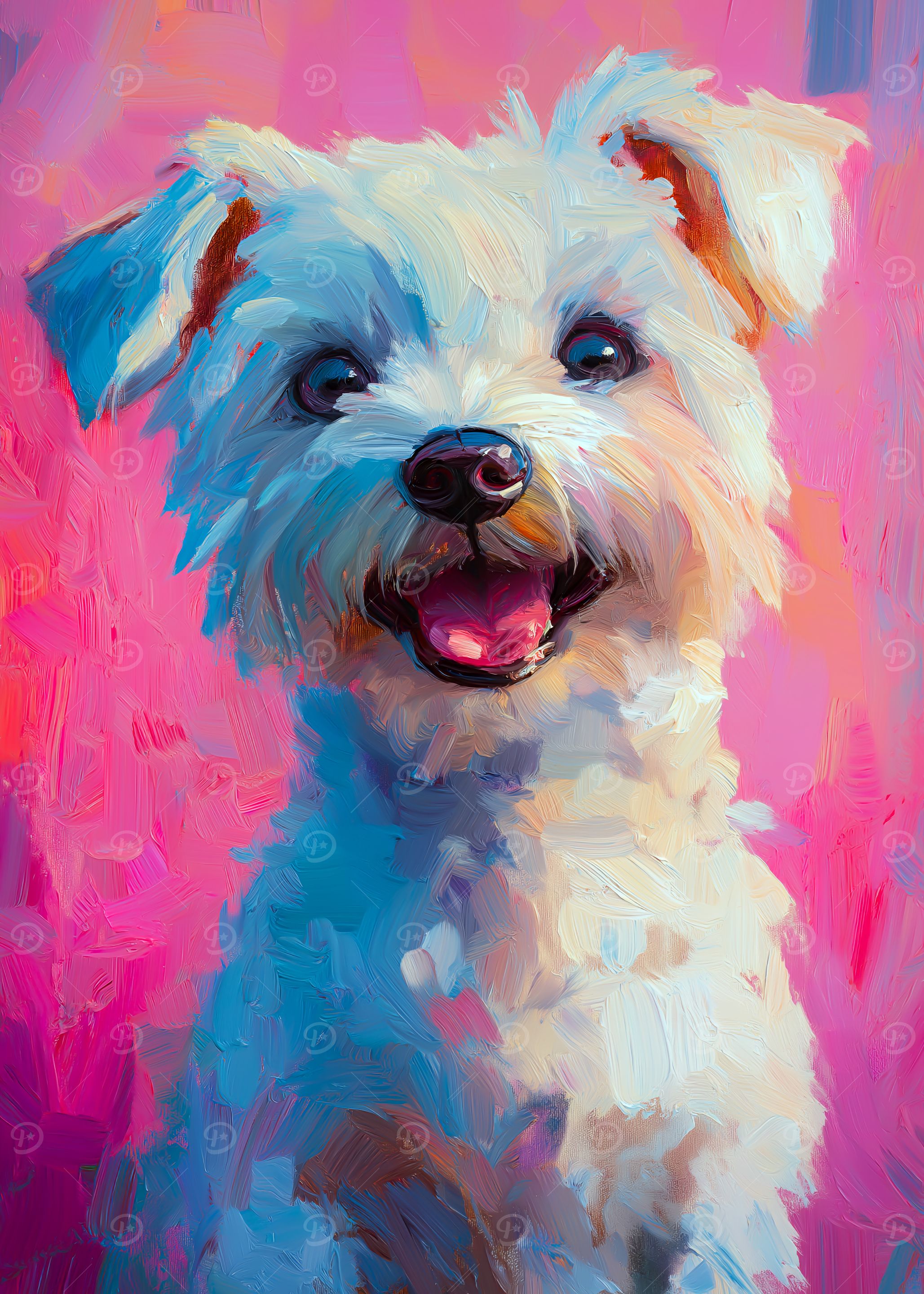 Smiling White Dog Painting