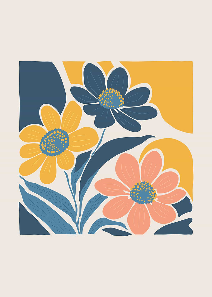 Three floral flowers