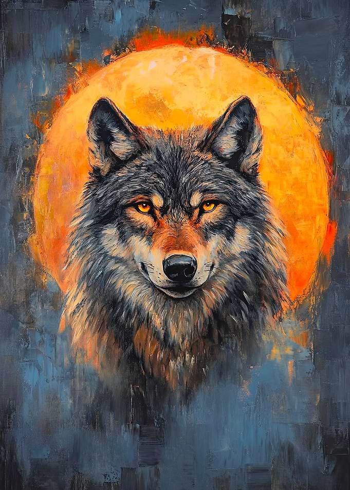 Wolf and Full Moon