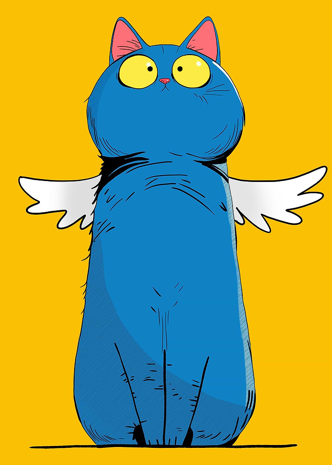 Blue Cat with Wings