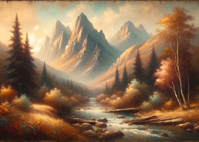 Serene Mountain Stream Painting