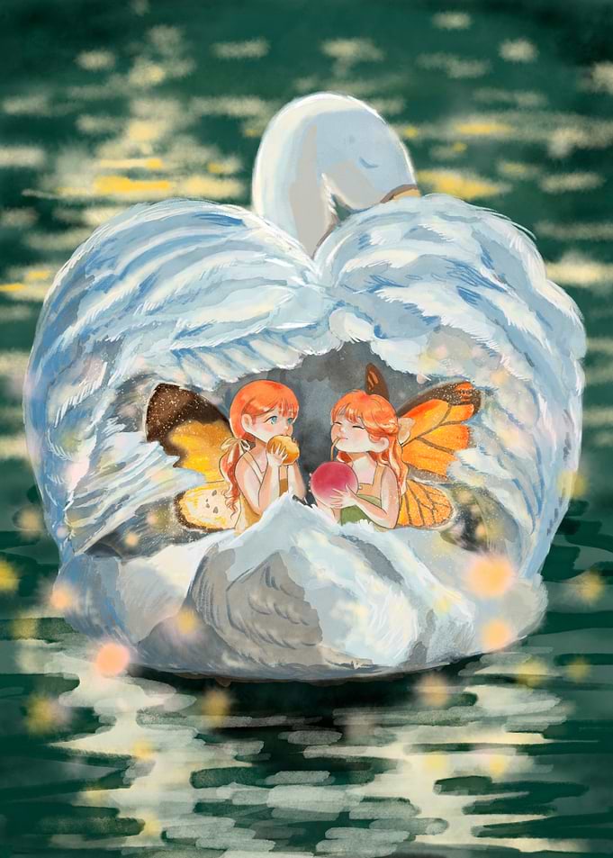 Fairies in Swan Nest