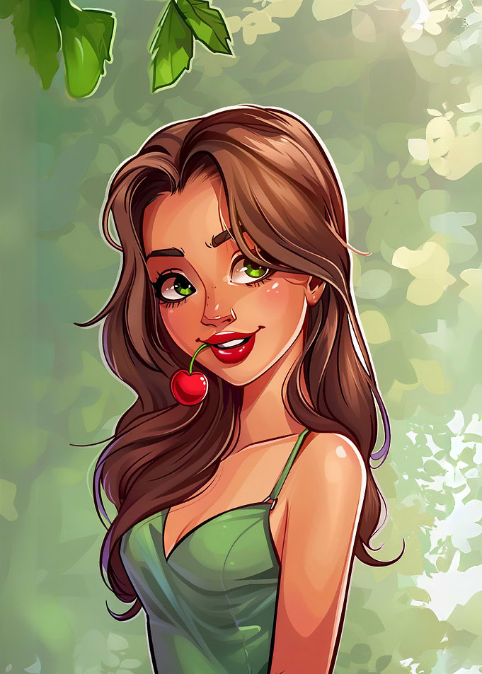 Smiling Girl with Cherry