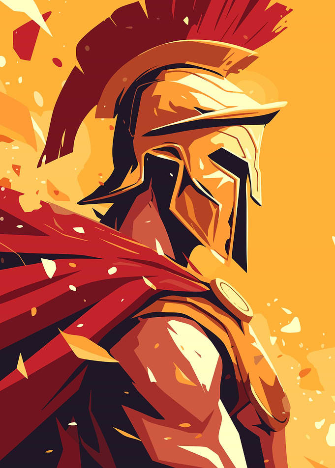Spartan Warrior Soldier Minimalist Art Illustration