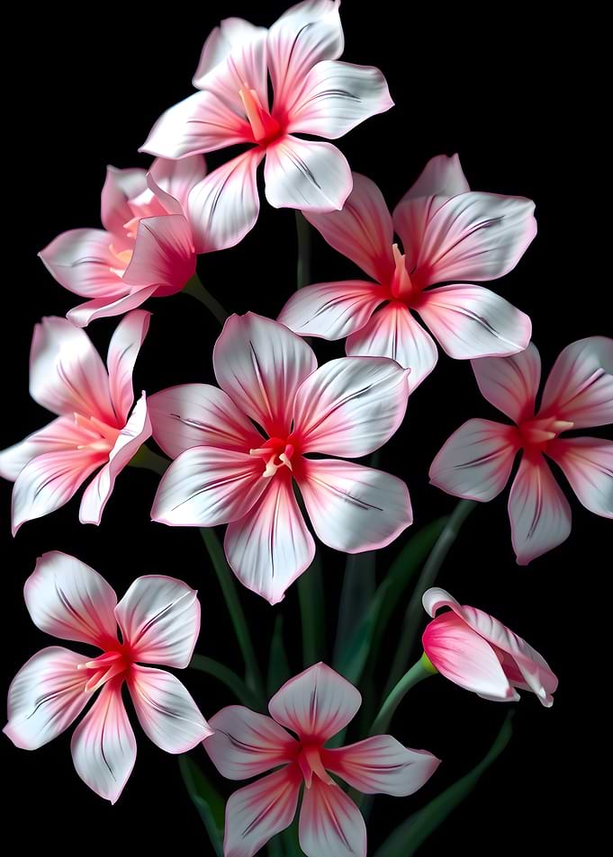 Pink Flowers on Black