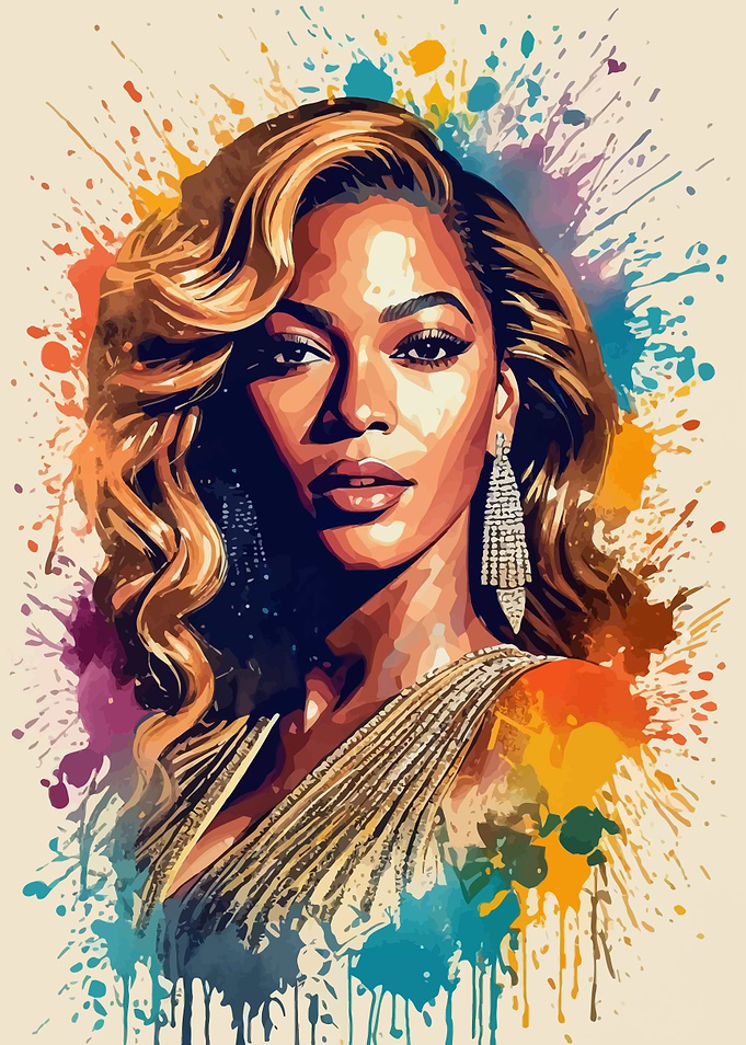 Beyonce Vintage Watercolor Portrait
