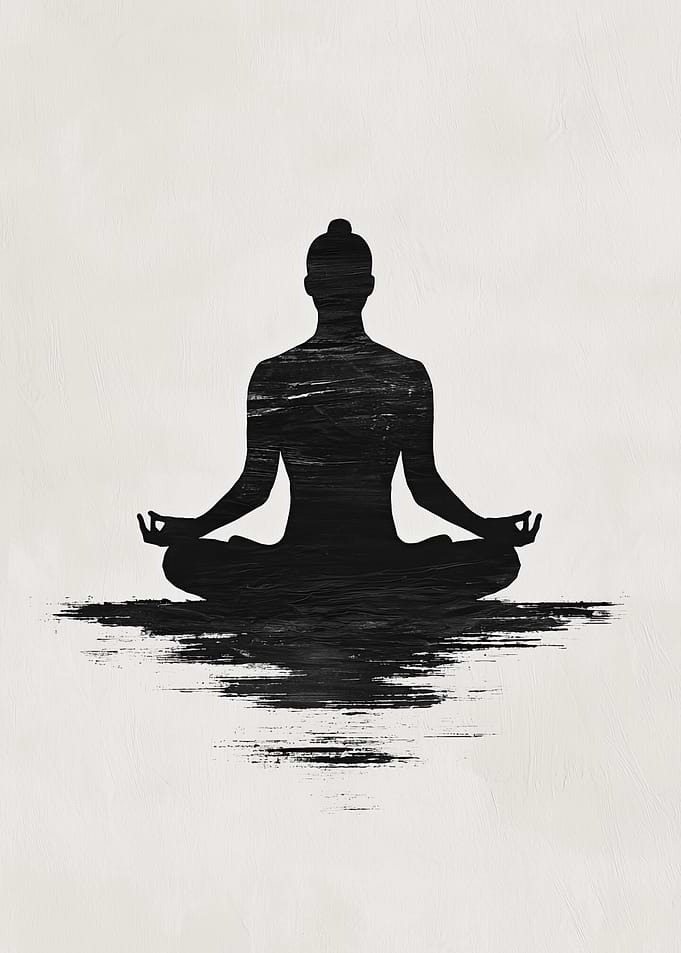 Black and White Yoga Silhouette