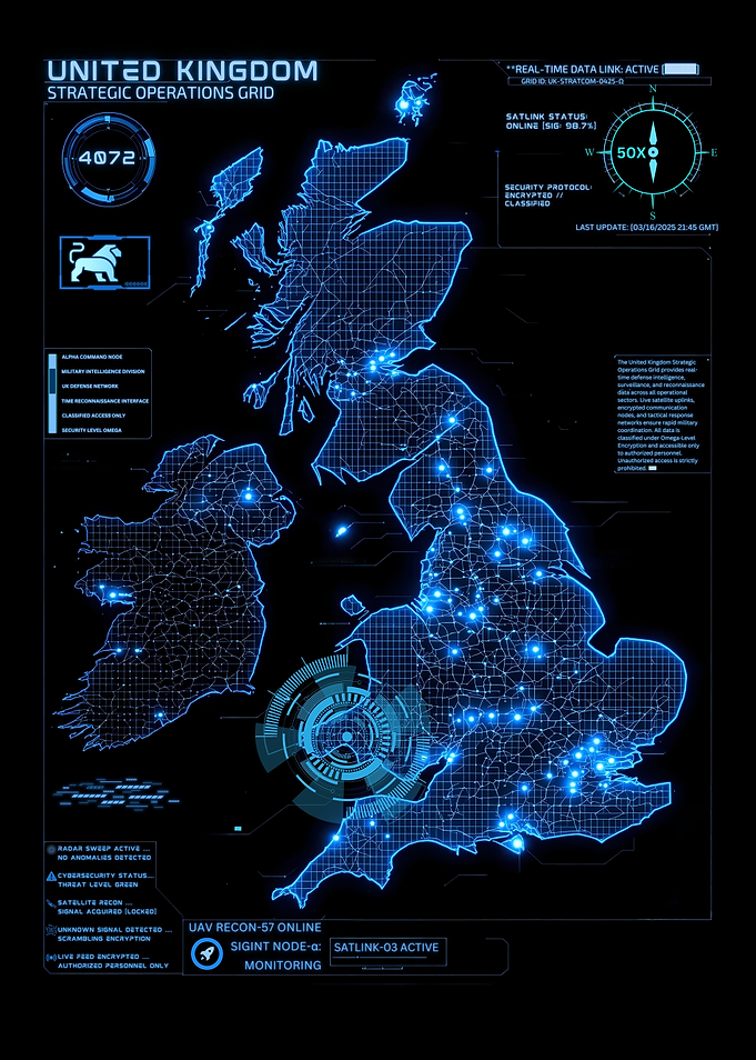 United Kingdom Hi Tech Strategic Grid Digital Map