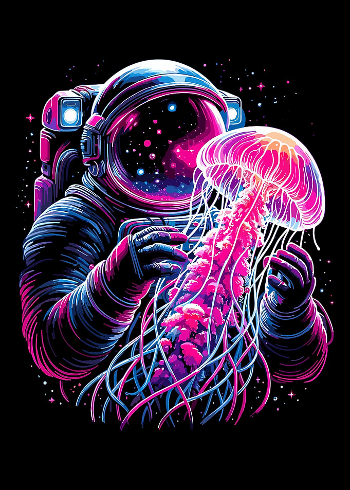 Astronaut and Jellyfish, Astronaut Jellyfish Lover Astronaut Science Space