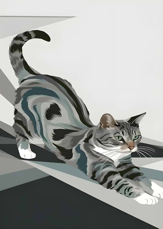 Stretching Tabby Cat