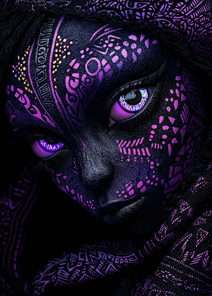 Purple Tribal Face Art
