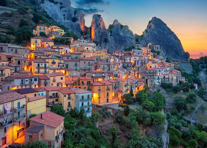 Hilltop Village at Sunset