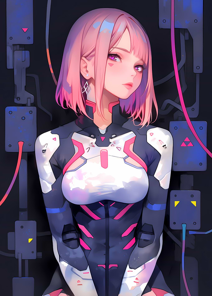 Cyberpunk Anime Girl Gaming