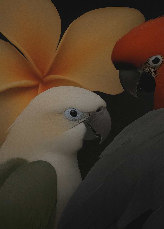 Parrots and Flower