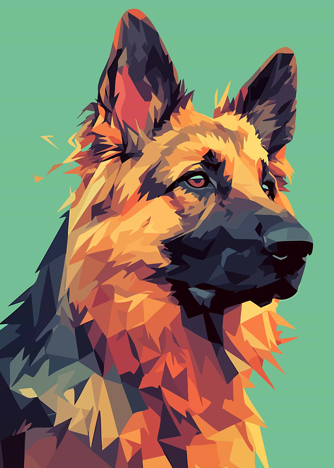 German Shepherd Inspirational Portrait Minimalist Art