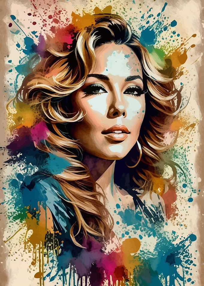 Mariah Carey Vintage Watercolor Portrait