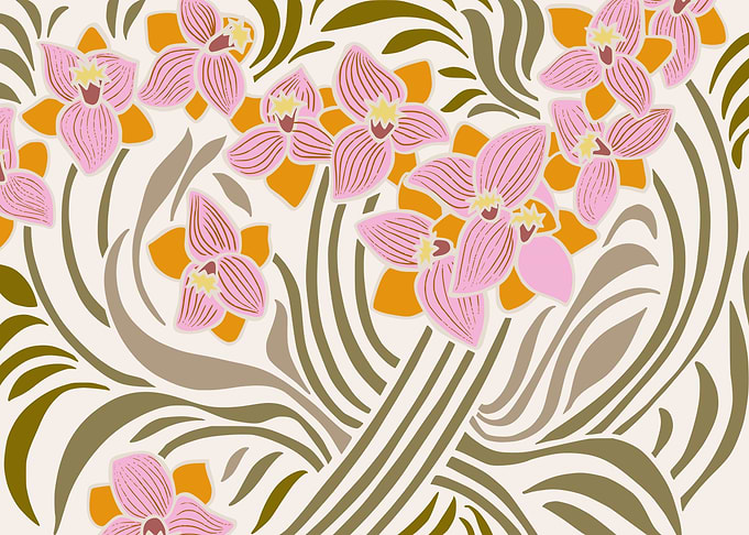 Floral statement Daffodils retro colors