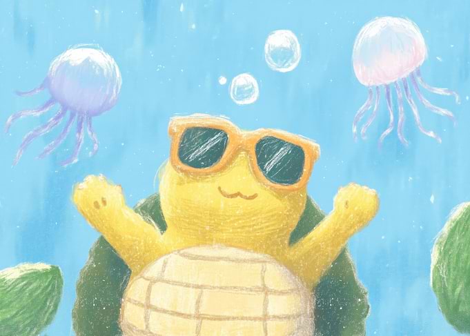 Cool Turtle with Jellyfish