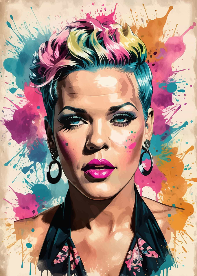 Pink Vintage Watercolor Portrait