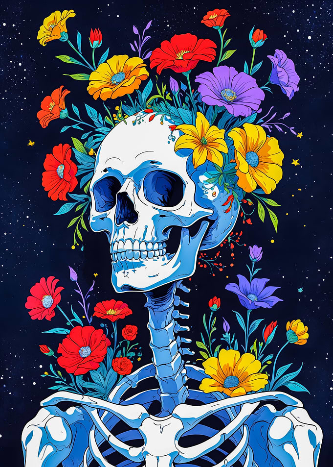 Floral Skull Skeleton