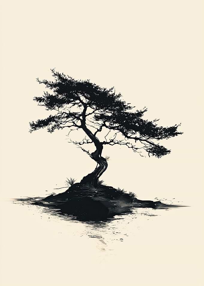Silhouette Tree on Island