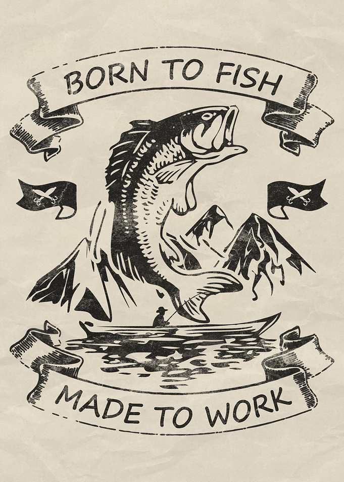 Born to Fish, Made to Work Funny Fishing Poster